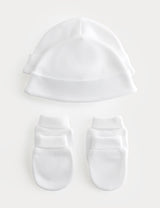 M&S Pure Cotton Hat & Mittens Set 4 Pack 5lbs-6 Mths- Buy online at McGrocer