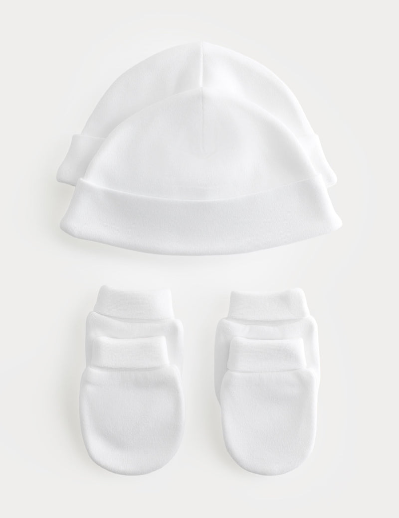 Pure cotton hat and mittens set for newborns - British product