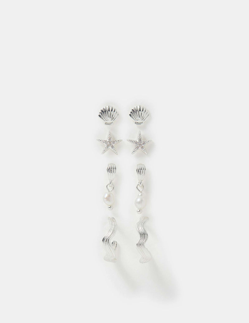 Accessorize sterling silver plated mixed earrings 4 pack, UK version