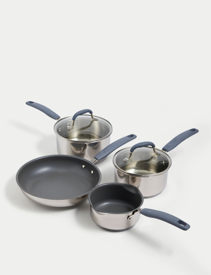 4 piece stainless steel pan set, imported from the UK