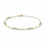 Costco UK Round Cut Lab Emerald & 0.18ctw Diamond Bracelet, 18ct Yellow Gold, 19.3cm- Buy online at McGrocer