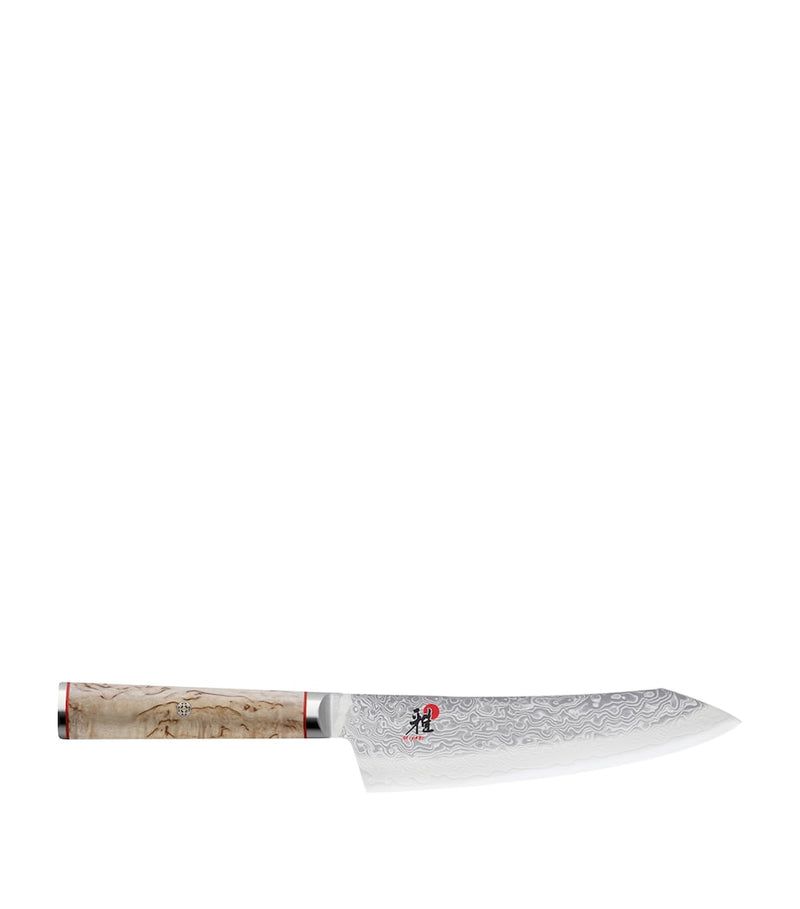 Miyabi Santoku knife with floral Damascus print, 18.5cm x 38.5cm, imported from the UK