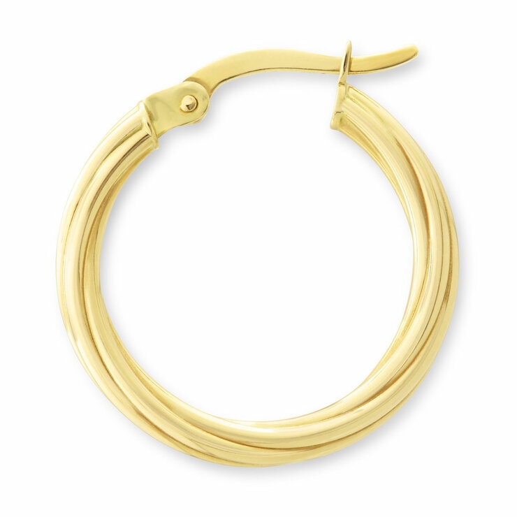 Costco 14ct yellow gold textured hoop earrings, imported from the UK