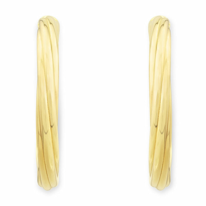 Costco 14ct yellow gold textured hoop earrings, imported from the UK