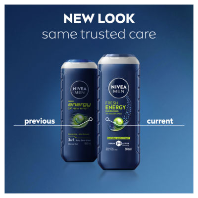 NIVEA Men Fresh Energy Shower Gel 500ml, UK version