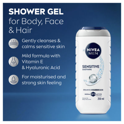 Nivea men sensitive shower gel 250ml, imported from the UK