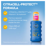 Nivea SPF50+ sun cream pump spray 200ml, imported from the UK
