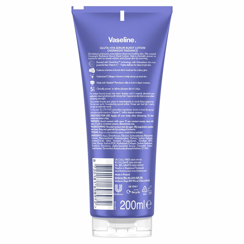 Vaseline Gluta Hya Serum Burst Lotion 3x200ml (British brand)
