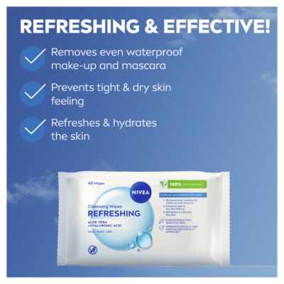 Nivea Refreshing 3-in-1 Cleansing Face Wipes 25 wipes, imported from the UK