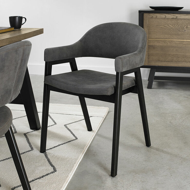 Bentley Designs grey fabric armchair 2 pack, imported from the UK