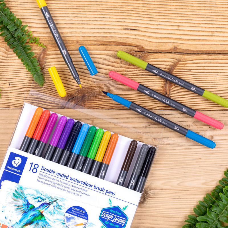 Staedtler double-ended watercolour brush pens 18 pack (British brand)