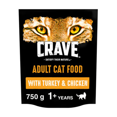 ASDA Crave Natural Grain Free Adult Complete Dry Cat Food Turkey & Chicken 750g- Buy online at McGrocer