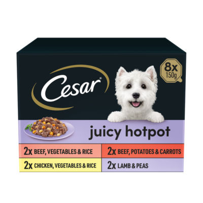 ASDA Cesar Juicy Hotpot Adult Wet Dog Food Trays Mixed in Gravy 8 x 150g- Buy online at McGrocer