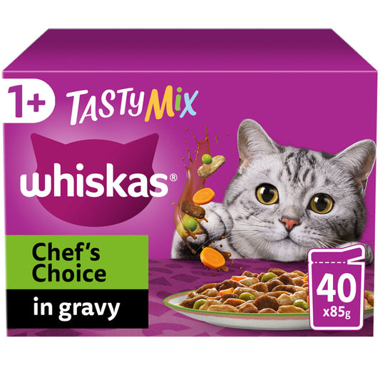 Whiskas 1+ Chef's Choice Mix Adult Wet Cat Food Pouches in Gravy GOODS ASDA   