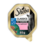 ASDA Sheba Classics Salmon in Terrine Wet Cat Food Tray 85g- Buy online at McGrocer