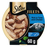 ASDA Sheba Filets Adult Wet Cat Food with Chicken & Tuna in Gravy 60g Tray- Buy online at McGrocer