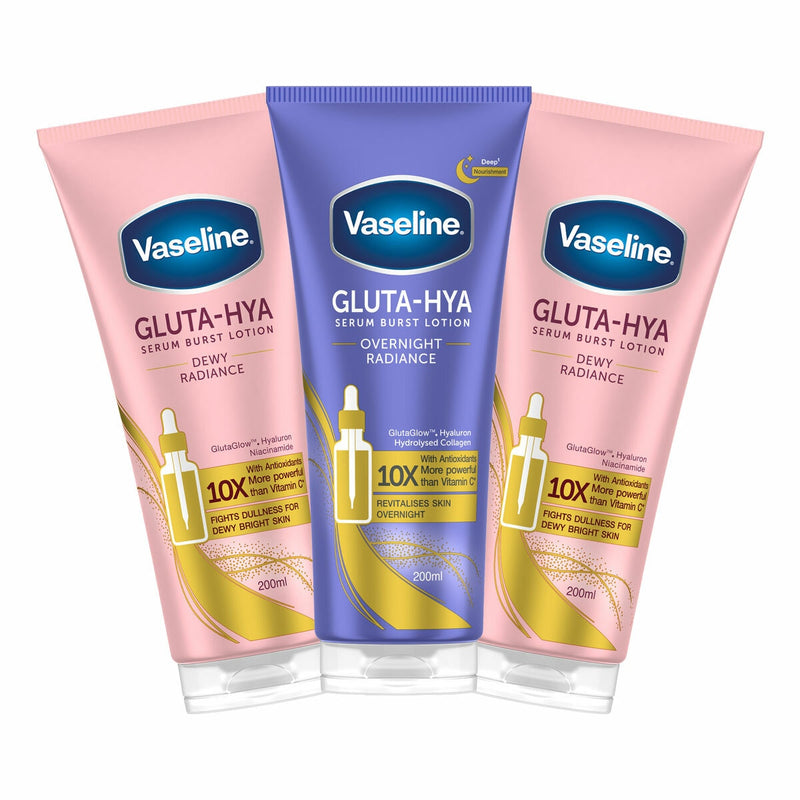 Vaseline Gluta Hya Serum Burst Lotion 3x200ml (British brand)