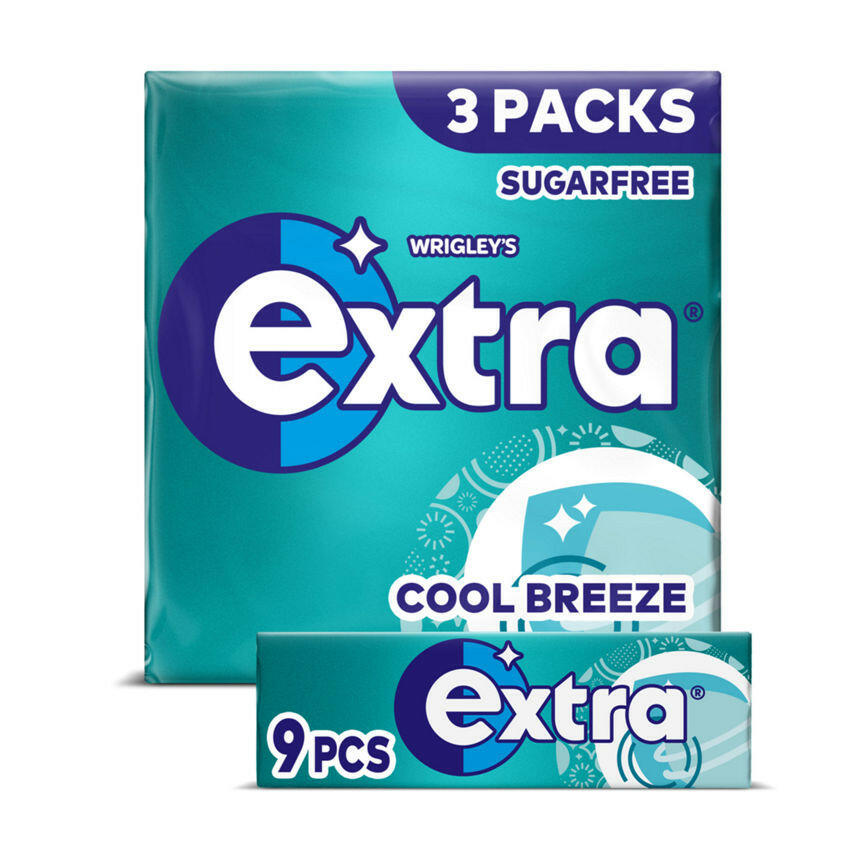 Wrigley's Extra Cool Breeze Sugar Free Chewing Gum Sugar Free 3 x 9 Pieces GOODS ASDA