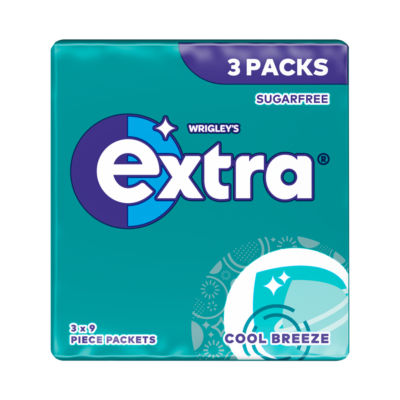 Wrigley's Cool Breeze sugar-free chewing gum x3 packs (British brand)