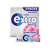 Wrigley's Extra White Bubblemint sugarfree chewing gum multipack 3x9 pieces (British brand)