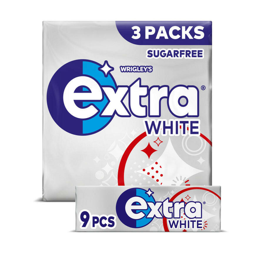 Wrigley's Extra White Sugar Free Chewing Gum 3 x 9 Pieces GOODS ASDA