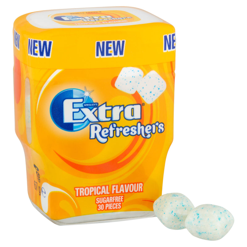 Wrigley's sugarfree tropical flavour chewing gum in a 30-piece bottle (British brand)