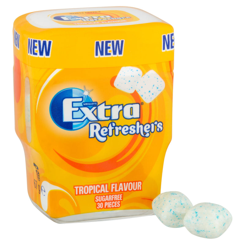 Wrigley's sugarfree tropical flavour chewing gum in a 30-piece bottle (British brand)