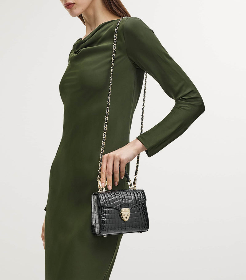 Aspinal of London Mini Mayfair top-handle handbag 14.5x16x8cm, imported from the UK