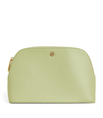 Harrods Large Leather Cosmetics Bag with Zip and Gold Hardware- Buy online at McGrocer