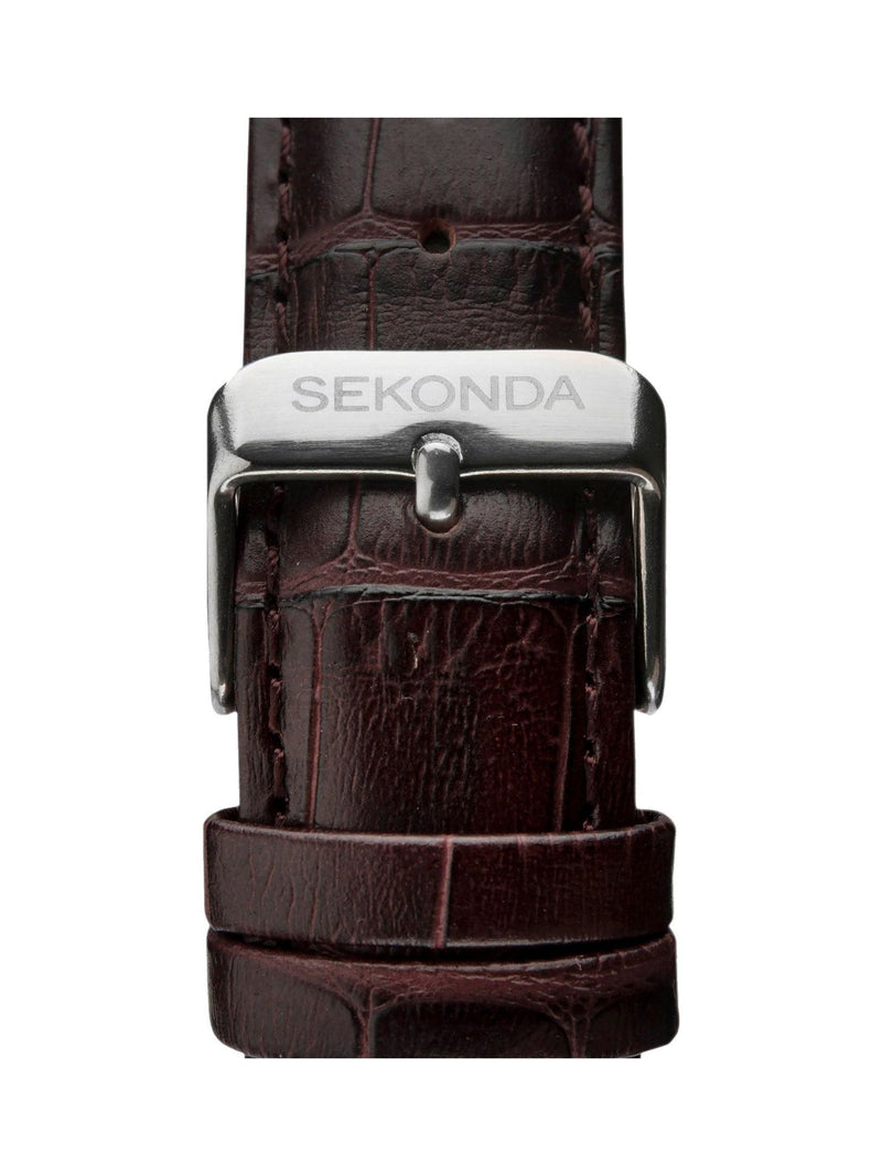 Brown watch leather strap blue dial 40mm case, imported from the UK