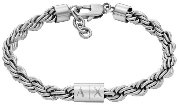 Armani Exchange men's silver chain bracelet (British brand)