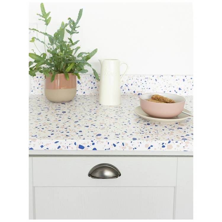D-C-Fix Terrazzo Blue self-adhesive vinyl film, imported from the UK