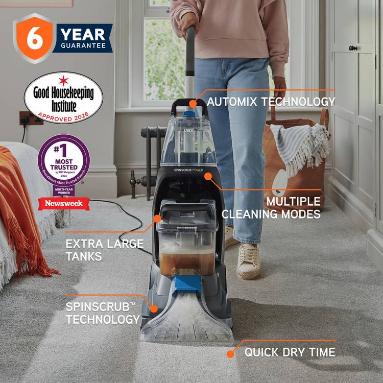 Vax SpinScrub Power corded carpet cleaner, imported from the UK