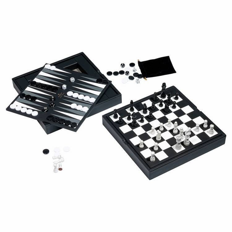 Professor Puzzle chess checkers backgammon game set - British product
