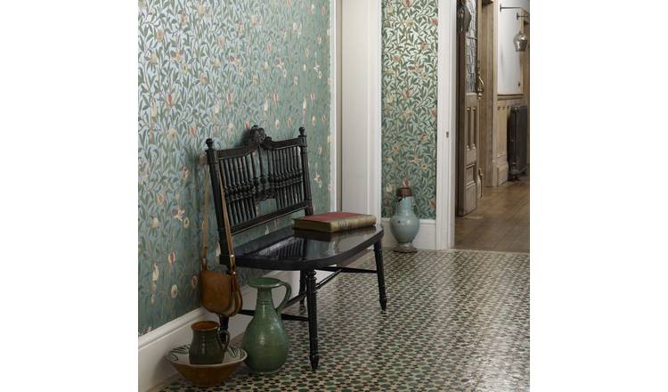 Morris & Co floral wallpaper green bird pomegranate, UK version