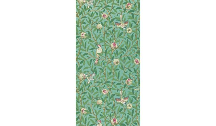 Morris & Co floral wallpaper green bird pomegranate, UK version