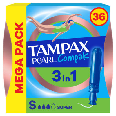 ASDA Tampax Pearl Compak Super Tampons mit Applikator, 36er Packung – Jetzt online bei McGrocer kaufen