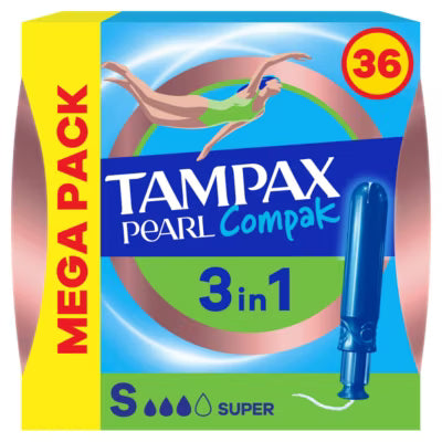 Tampax Pearl Compak Super Tampons x36 (British brand)