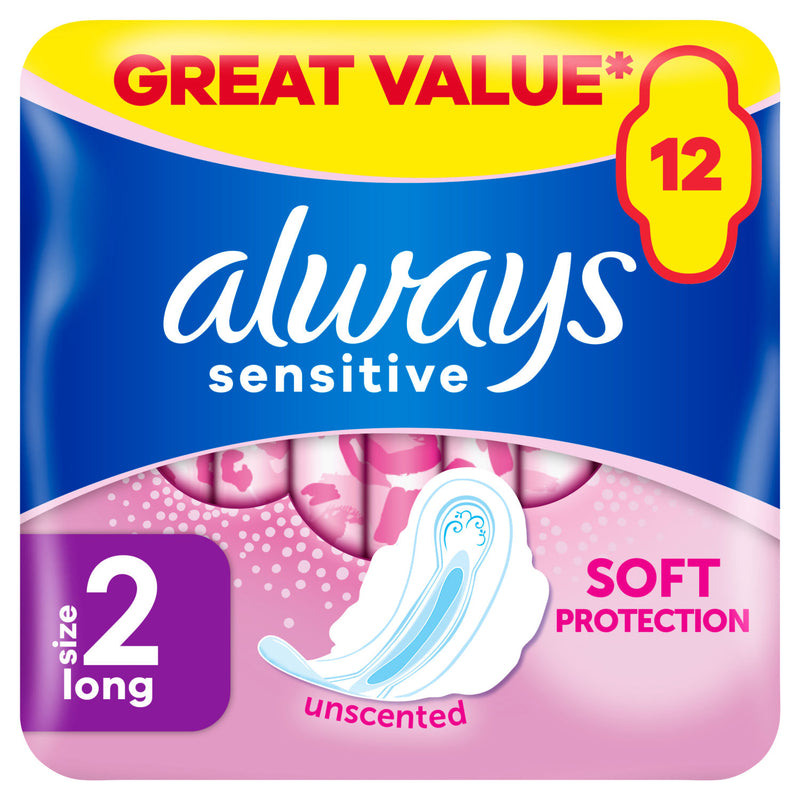 Always Sensitive Ultra sanitary towels, Size 2, 12 pads - British product