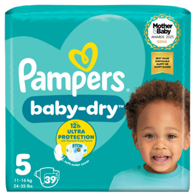 Pampers Baby-Dry Size 5 nappies 39 pack, imported from the UK