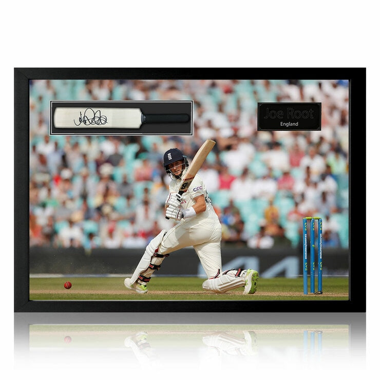 The Fan Cave Joe Root signed mini cricket bat framed - British product