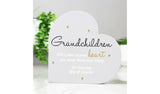 Personalised wooden heart ornament for grandchildren, imported from the UK