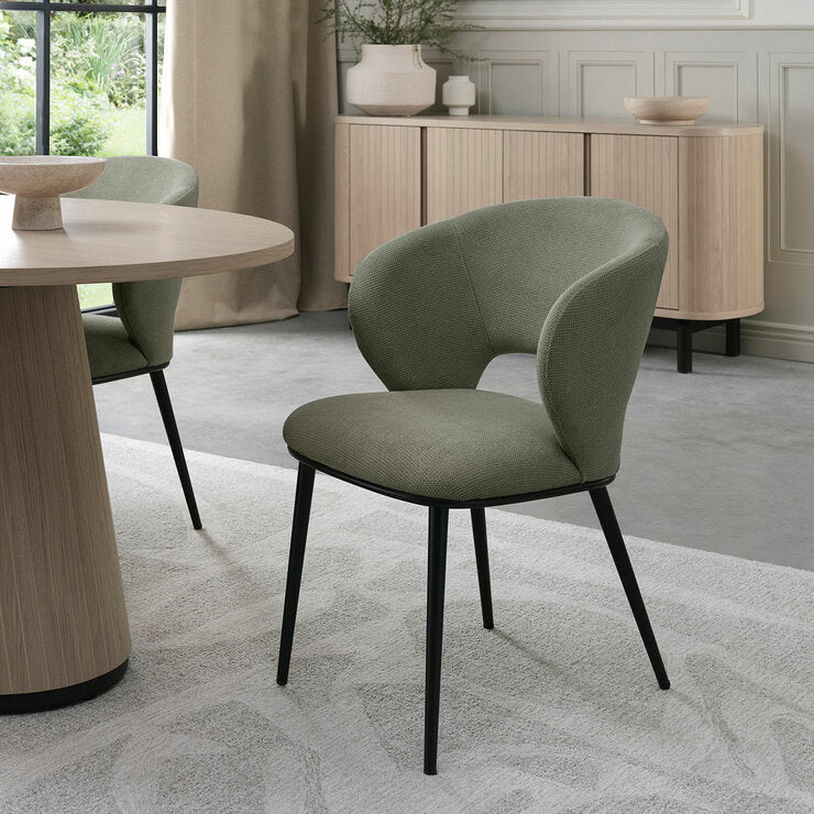 Bentley Designs Luca green fabric dining chair 2 pack (British brand)
