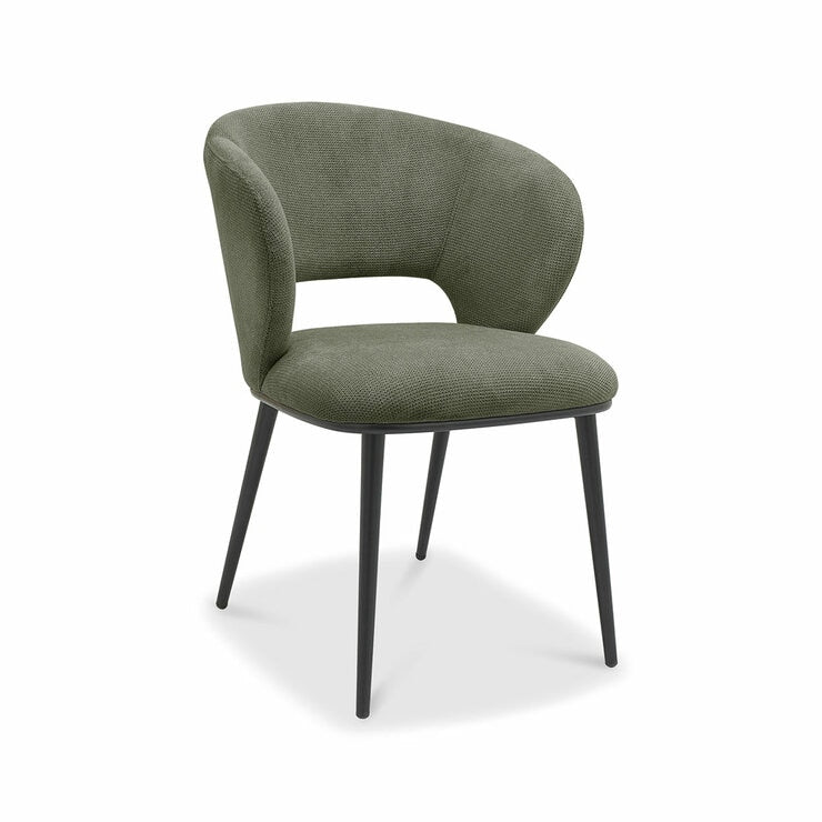 Bentley Designs Luca green fabric dining chair 2 pack (British brand)