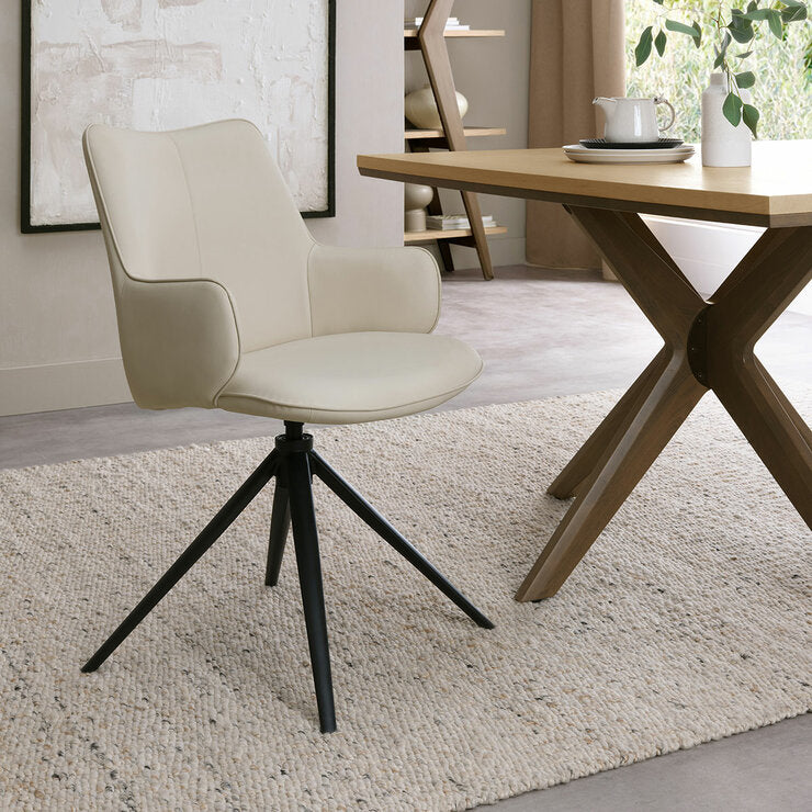 Bentley Designs Rowan beige faux leather dining chair - British product