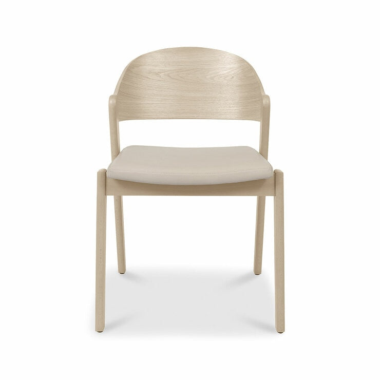 Bentley Designs Vega chair light oak beige leather 2 pack, UK version