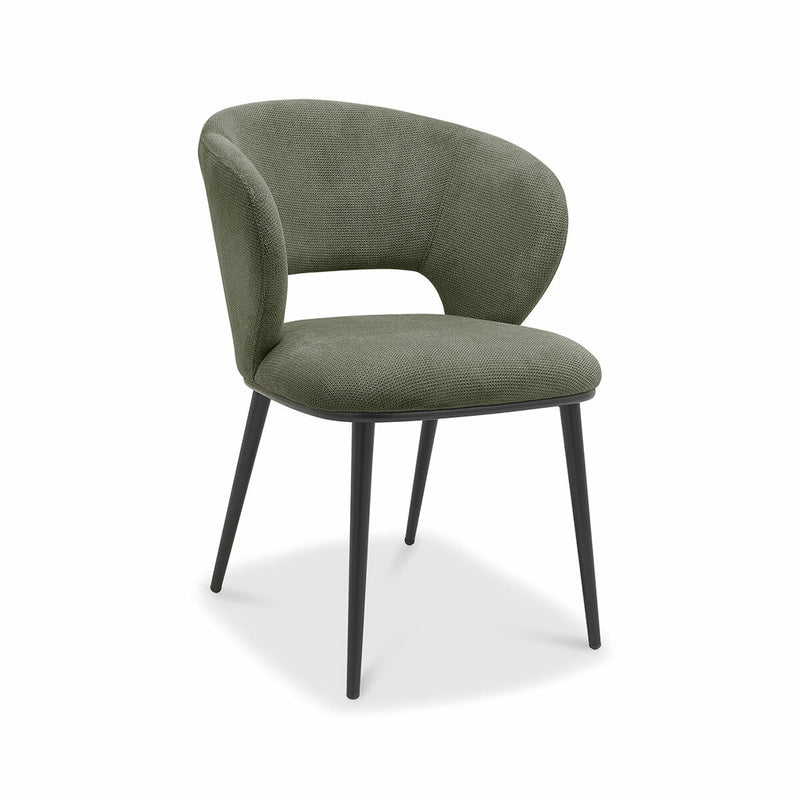 Bentley Designs Luca green fabric dining chair 2 pack (British brand)