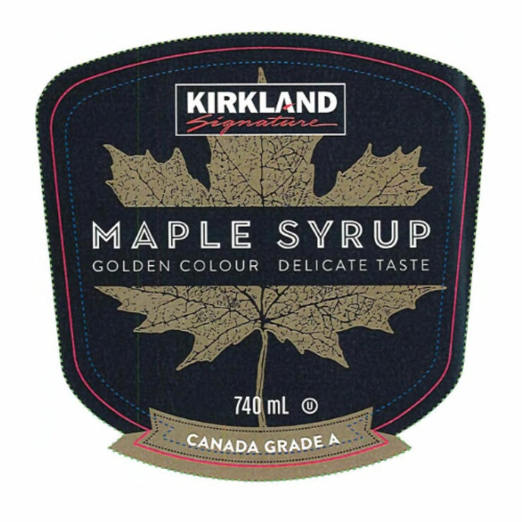 Kirkland Signature Grade A golden maple syrup 740ml, imported from the UK