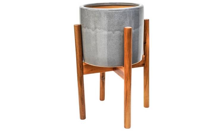 Ivyline Anzio ceramic planter warm grey, UK version
