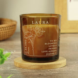 Personalised vanilla June birth flower candle, UK version